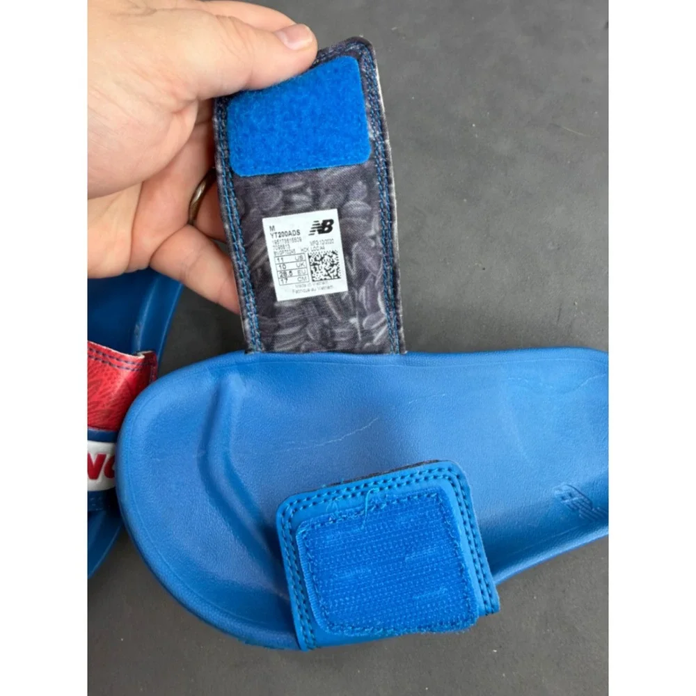 New Balance 200 Adjustable Slide Sandals Blue Red Sunflower YT200ADS Kids 11